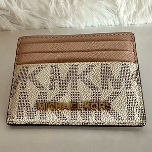 Michael Kors Pink and White Card Holder